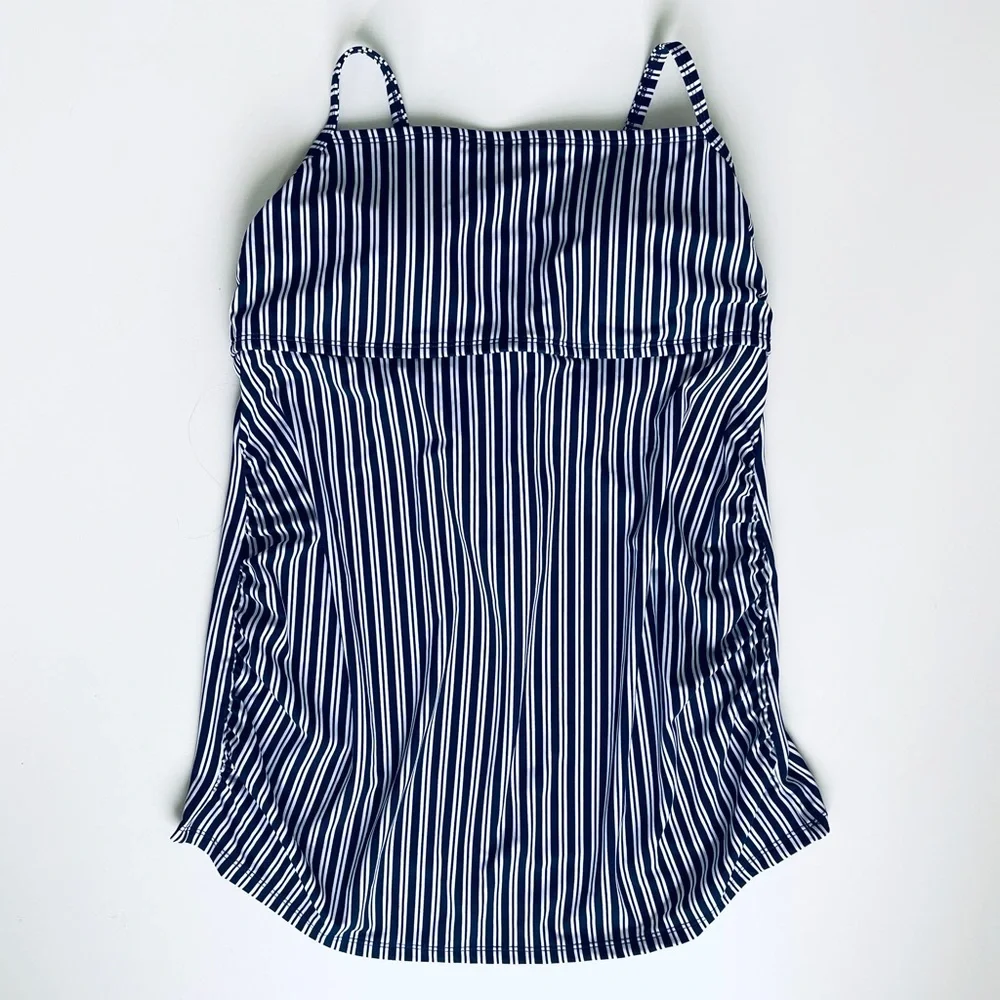 Ingrid & Isabel Maternity Tankini Womens Size L Striped Built-In Bra Stretch - Picture 4 of 11